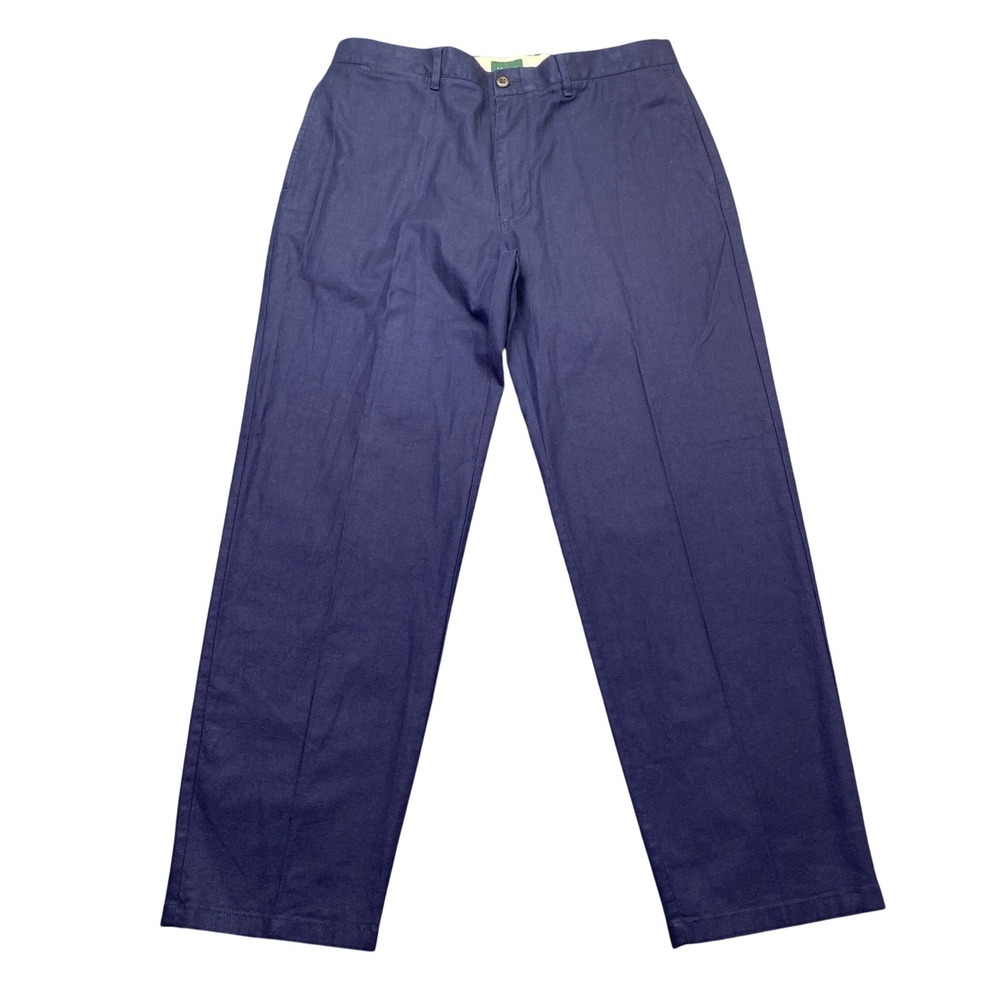 J.Crew Straight-fit Creased Stretch‎ Twill Trouser Mens Navy Blue Linen Blend 36